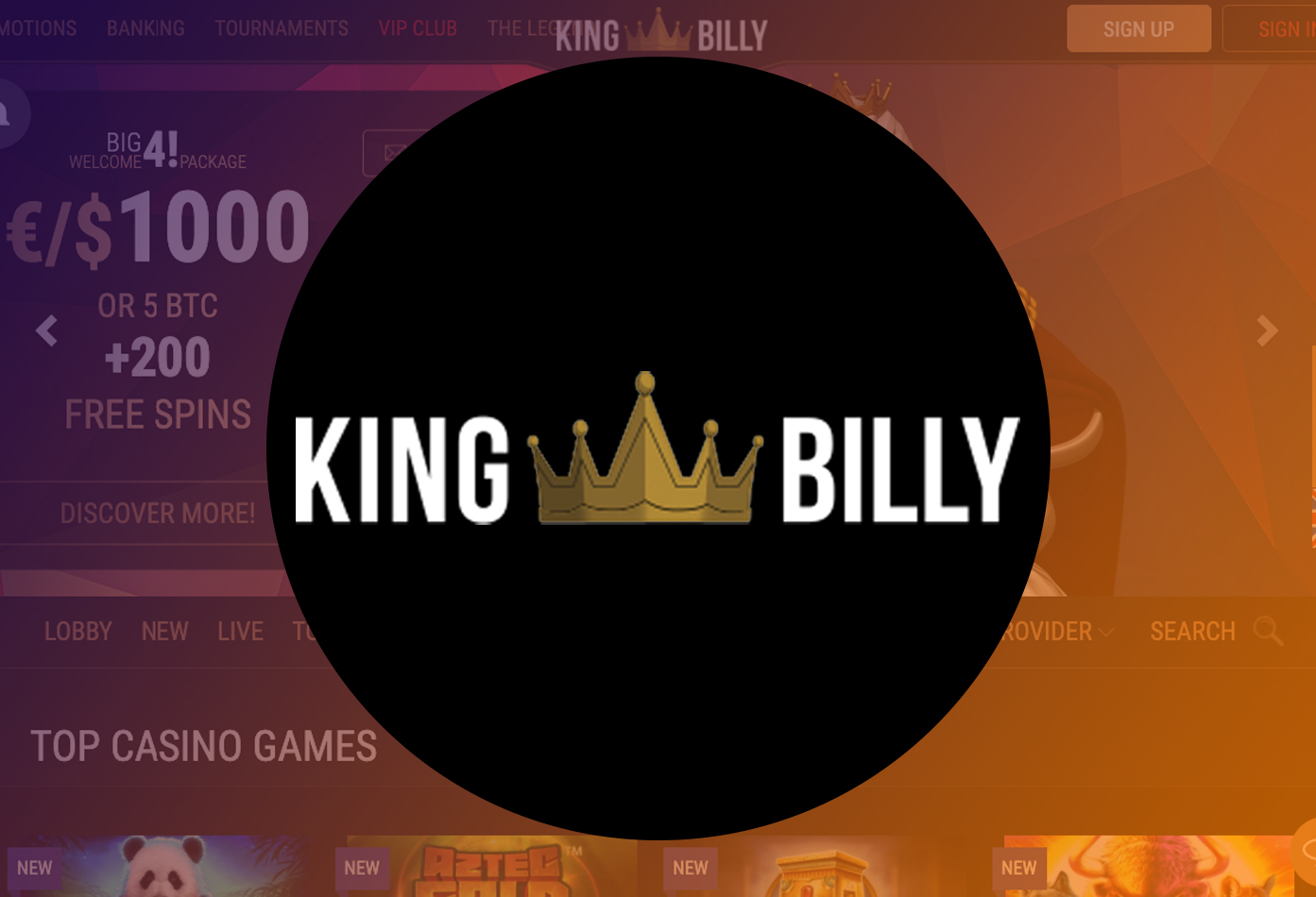 bonus code king billy casino